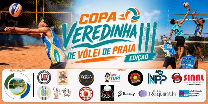 Vôlei de praia toma conta de Brazlândia neste sábado (31) durante Copa Veredinha 2026