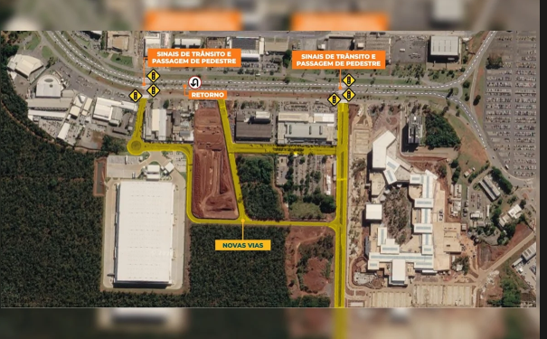 Aeroporto de Brasília reorganiza trânsito com novas vias e semáforos