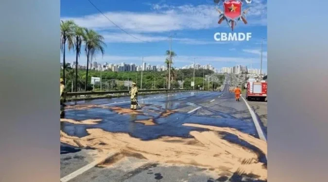 Vazamento de combustível interdita trecho da EPTG nesta quarta-feira
